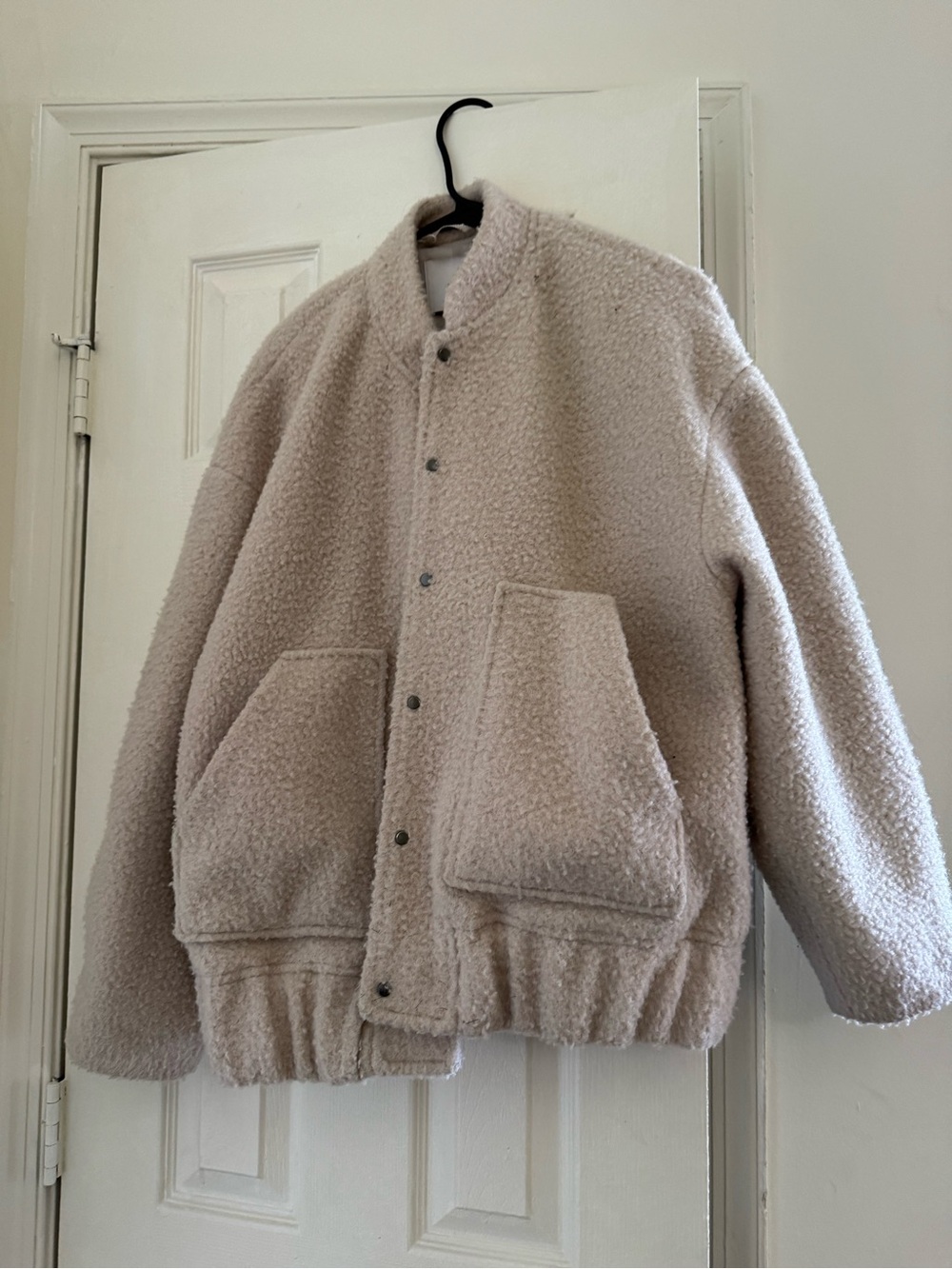 Mango Cream Teddy Bomber Jacket